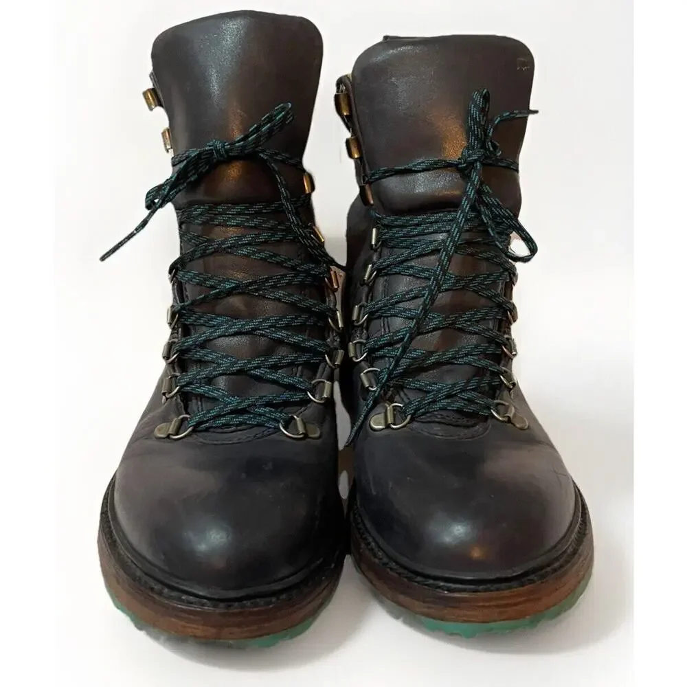 John Fluevog Montaigne Blue Leather Hiking Boots Mens 8 Womens 10 Lace Up